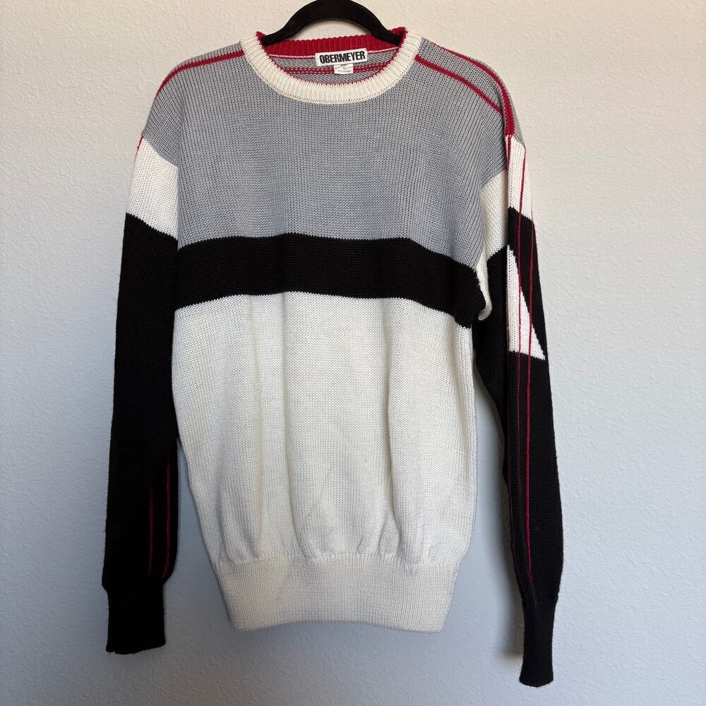 VTG 80s Obermeyer Apres Ski Sweater Wool Blend Colorblock XL GaperDay - Picture 2 of 8
